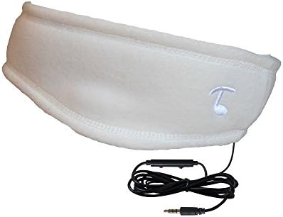 Tooks NextGen SPORTEC Band (Fleece) - Headphone Headband with Integrated Removable Headphones | New in-Line Remote with Microphone, Volume Adjust and Music/Call Control | Color: Winter White