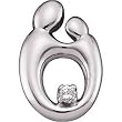 14K White Gold Mother and Child Diamond Charm Pendant