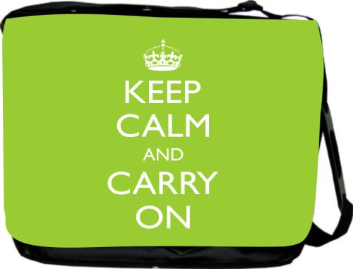 Rikki KnightTM Keep Calm and Carry On - Lime Green Messenger BagB0058W422W 