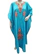 Boho Long Dress Maya Blue Embroidered Designer Kaftan Dresses for Womens