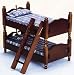 Dollhouse Miniature Walnut Bunk Bed with Ladder
