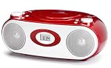 LUXUS PORTABLES STEREO RADIO, MUSIKANLAGE MIT TOP LOADING CD PLAYER, AUX IN FÜR EXTERNE AUDIOQUELLEN, Z.B. MP3 PLAYER, ROT, NEU + OVP
