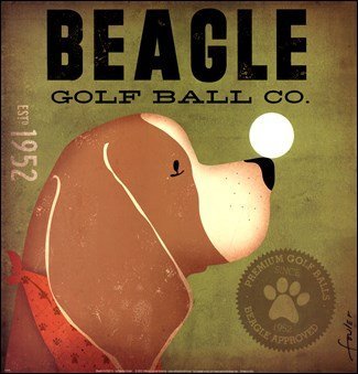 Beagle Golf Ball Co Art Poster PRINT Stephen Fowler 12x12