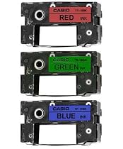 Casio TR-18BRG-3P Assorted Ribbons for CD Title Writers (3-Pack of Red, Green, Blue)