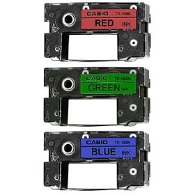Casio TR-18BRG-3P Assorted Ribbons for CD Title Writers (3-Pack of Red, Green, Blue) by Casio