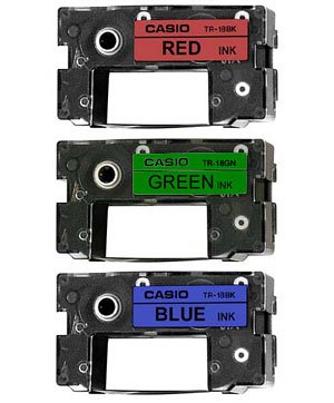 Buy Casio TR-18BRG-3P Assorted Ribbons for CD Title Writers (3-Pack of Red, Green, Blue) by CASIO now!