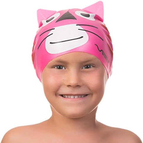 Kids Silicone Swim Cap Animal Shaped for Boys and Girls Aged 3-12 (C01)