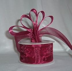 Sheer Organza Ribbon Mono Edge - 1.5" - 25 Yards (75 FT) - Burgundy