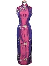 Embroidered thai silk dress of purple romance