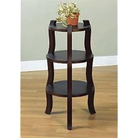 Contemporary Style Cappuccino Finish 3-tier Plant Stand by Plant Stands