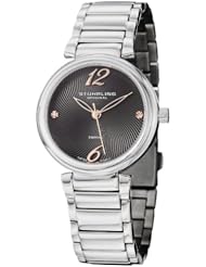 Stuhrling Original Womens 727.04 Vogue Soiree Diamond Circlet Swiss Quartz Grey Dial Watch