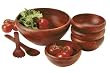 Lipper Dark Cherry Finished 7-Piece Salad Set with Large  Bowl, 4 Small Bowls and Servers