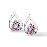 Created Pink Sapphire and Diamond Accent Earrings