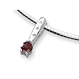 1.13 cttw Sterling Silver Garnet and Diamond Slide Necklace