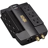 Tripp Lite 6 Swivel Outlet Direct Plug-in Audio/Video Surge Protector Tel/Modem/Coax (HTSWIVEL6)