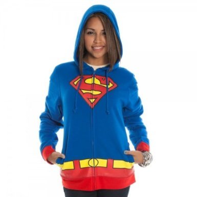 DC Comics Supergirl Logo Juniors Blue Hoody Jacket