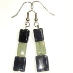 Aventurine Earrings 19 Dangle Blue Green Beaded Gemstone Crystal Healing 2.4
