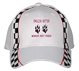 IMAGE OF ENGLISH SETTER WOMAN'S BEST FRIEND White Racing Checker Flag Hat / Baseball Cap