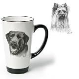 Porcelain Funnel Cup with Yorkie (6 inch, Black and white)