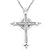 14K White Gold Celtic Cross Diamond Pendant w/ 16 inches necklace