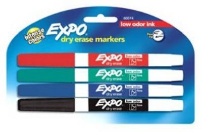 Expo Low Odor Fine 4 Pack Black Blue Green Red