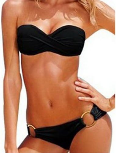 Loel® Sexy Lady Padded Athletic Two-piece Swimsuit Twist Push up Top /Gold Ring Bottom Ideal Gift Choice for Friends or Lover