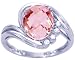 14K Yellow or White Gold Oval Gemstone and Diamond Ring-Rose Quartz/Briolette-full, half sizes from 5-8.5