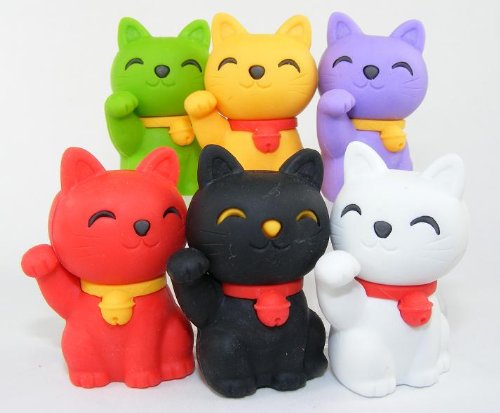 Iwako Japanese Erasers / 6pcs. Maneki Neko - Japanese Lucky Cats