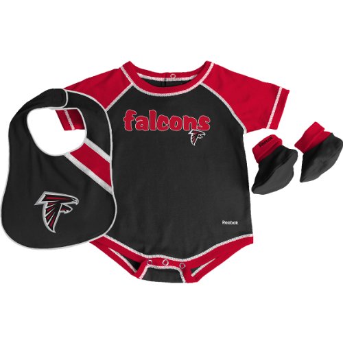 Reebok Atlanta Falcons Newborn Creeper, Bib and Bootie Set 6-9 Months