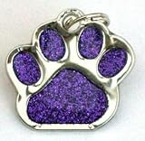 Glitter Pet Tag Purple Paw Print Design 26mm S/Steel From Melian - MESSAGE US WITH TEXT REQUIRED