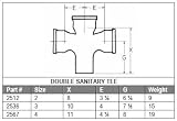 MWI 2SVC Service Weight Fitting, Double Sanitary Tee, 2 Diameter (2512)