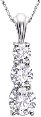 Sterling Silver 3- Stone Pendant-Necklace made with Swarovski Zirconia (2 3/4ct TGW)
