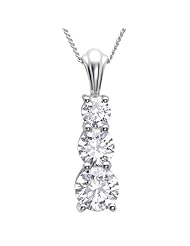 Sterling Silver 3- Stone Pendant-Necklace made with Swarovski Zirconia (2 3/4ct TGW)