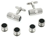 JJ Weston modern Styled Silver Plated and Onyx Formal Set. Made in the USA