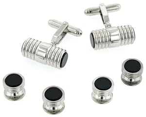JJ Weston modern Styled Silver Plated and Onyx Formal Set. Made in the USA