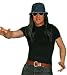 Fisher Hut Jeans Mütze Hat Blau Türkis mt lang Haaren black Wig Perücke Schwarz