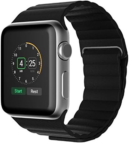 Apple Watch Band, YoSuKii 42mm Genuine Leather Loop with Magnet Lock Strap Replacement Band for Apple Watch 42mm All Models No Buckle Needed - Black