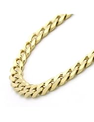 14K Gold 5.2mm Italian Concaved Curb Chain Necklaces ( Available Length 20", 22", 24", 26")