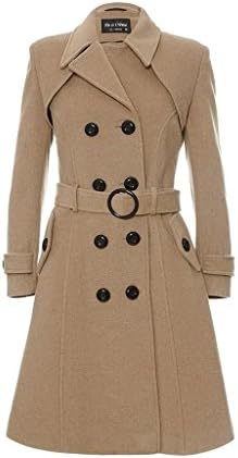 De La Creme Women's Wool &amp; Cashmere Winter Long Belted Coat, Size 12, Camel