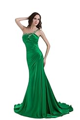 Sexy Satin Sequined One Shoulder Prom Dress  with a Court Train 