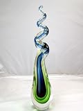 Murano Design Green w/ Blue Centered Sommerso Corkscrew Sculpture X-234-1