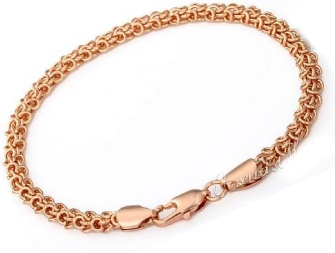 TKC 18K Rose Gold Filled Swirl Link Chain Mens Womans Bracelet 9mm 8.86"