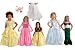 8 Item Bundle: Little Adventures Princess Dress Up Costume Set w/ gloves, slip + Cinderella, Belle, Snow White, Sleeping Beauty, Ariel-Size 3-5-+ Hair Bow!