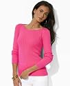 Lauren by Ralph Lauren Petite Sweater, Bloom Button Shoulder Cabled Boatneck