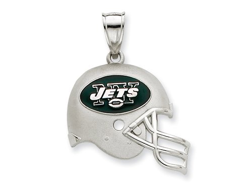 Sterling Silver New York Jets Enameled Helmet Charm