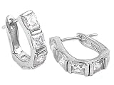 STERLING SILVER CZ HUGGIE HOOP EARRING
