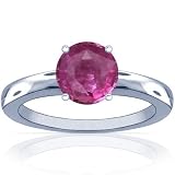 Platinum Round Cut Pink Sapphire Solitaire Ring