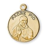 12K Gold Filled Saint Padre Pio Medal and 18-inch Chain