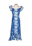PANEL FLOWERS HAWAIIAN RUFFLE LONG MUUMUUS DRESS