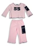 Baby Amore - Girls Long Sleeved Fleece Pant Set, Pink, Black